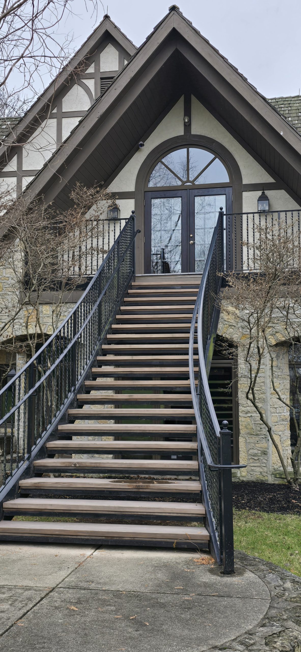 Entry stairs with security cameras