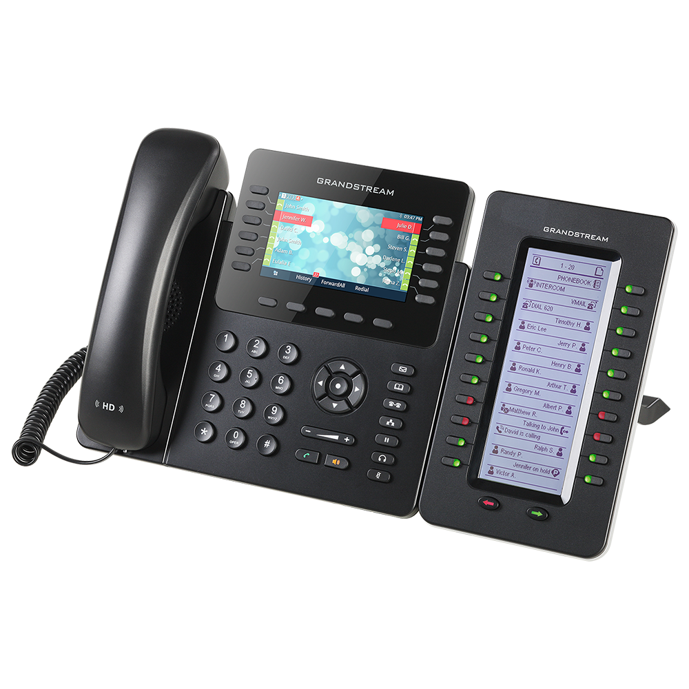 Desktop voip phone with lcd screen and sidecar